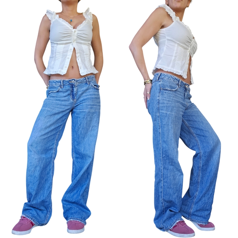Abercrombie & Fitch low rise lightweight baggy wide leg jeans size 15/16 kids